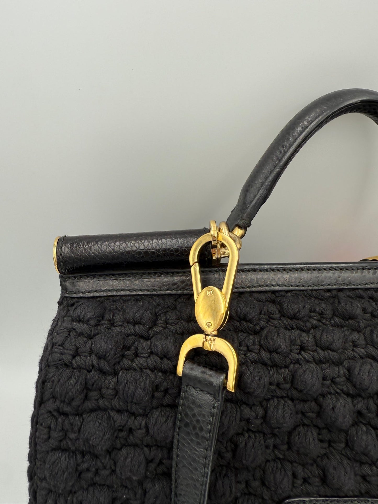 Dolce & Gabbana Bolso De Mano Pitón Y Macramé Sicily