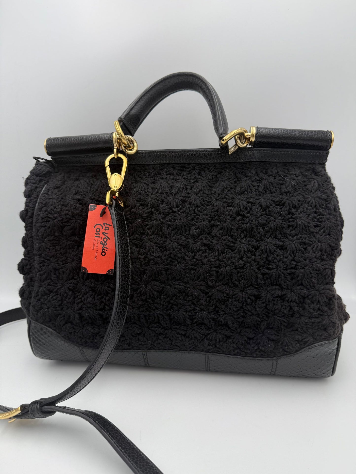 Dolce & Gabbana Bolso De Mano Pitón Y Macramé Sicily