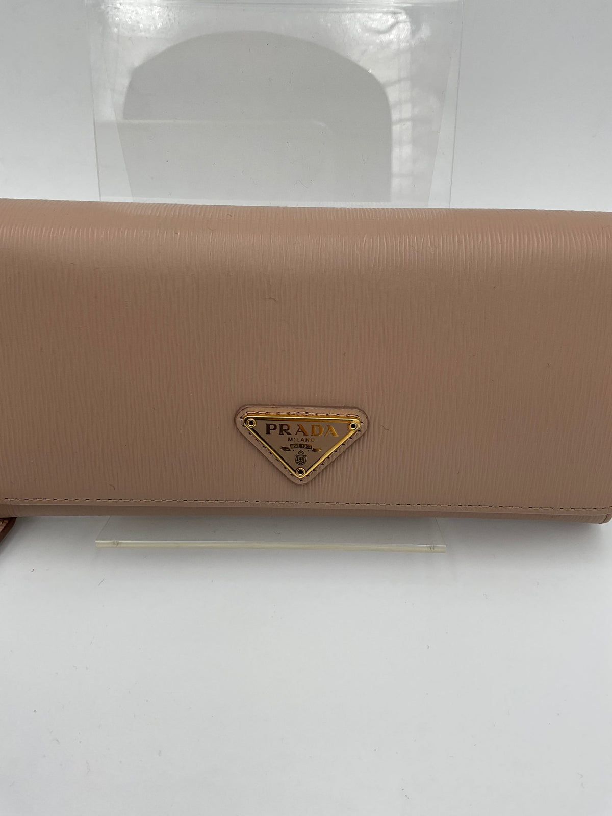 Portefeuille Prada en cuir Saffiano poudré avec porte-cartes
