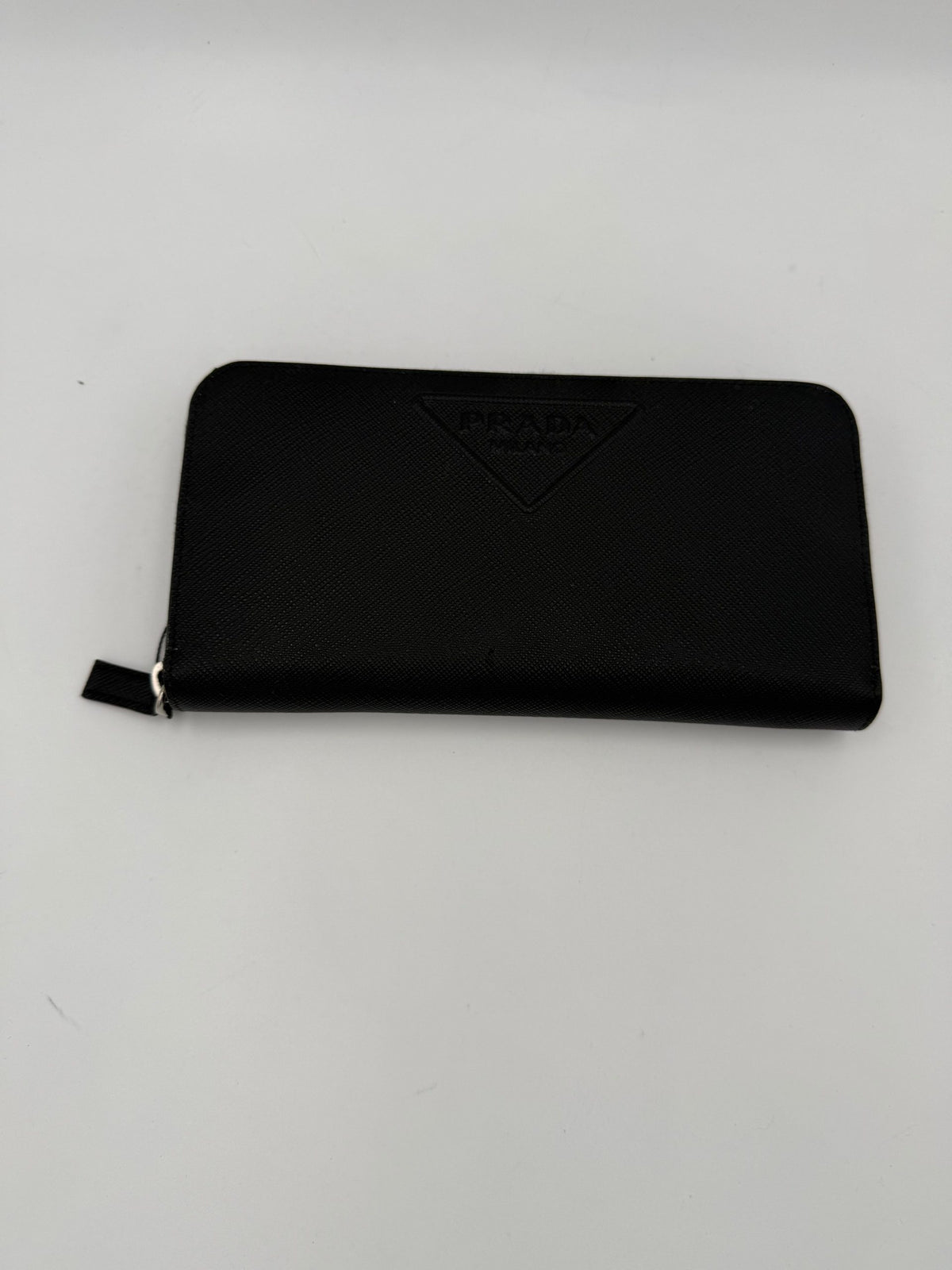 Portefeuille Prada design zippé en cuir Saffiano