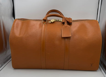 Louis Vuitton Sac de voyage Keepall 50 en cuir Épi marron résistant