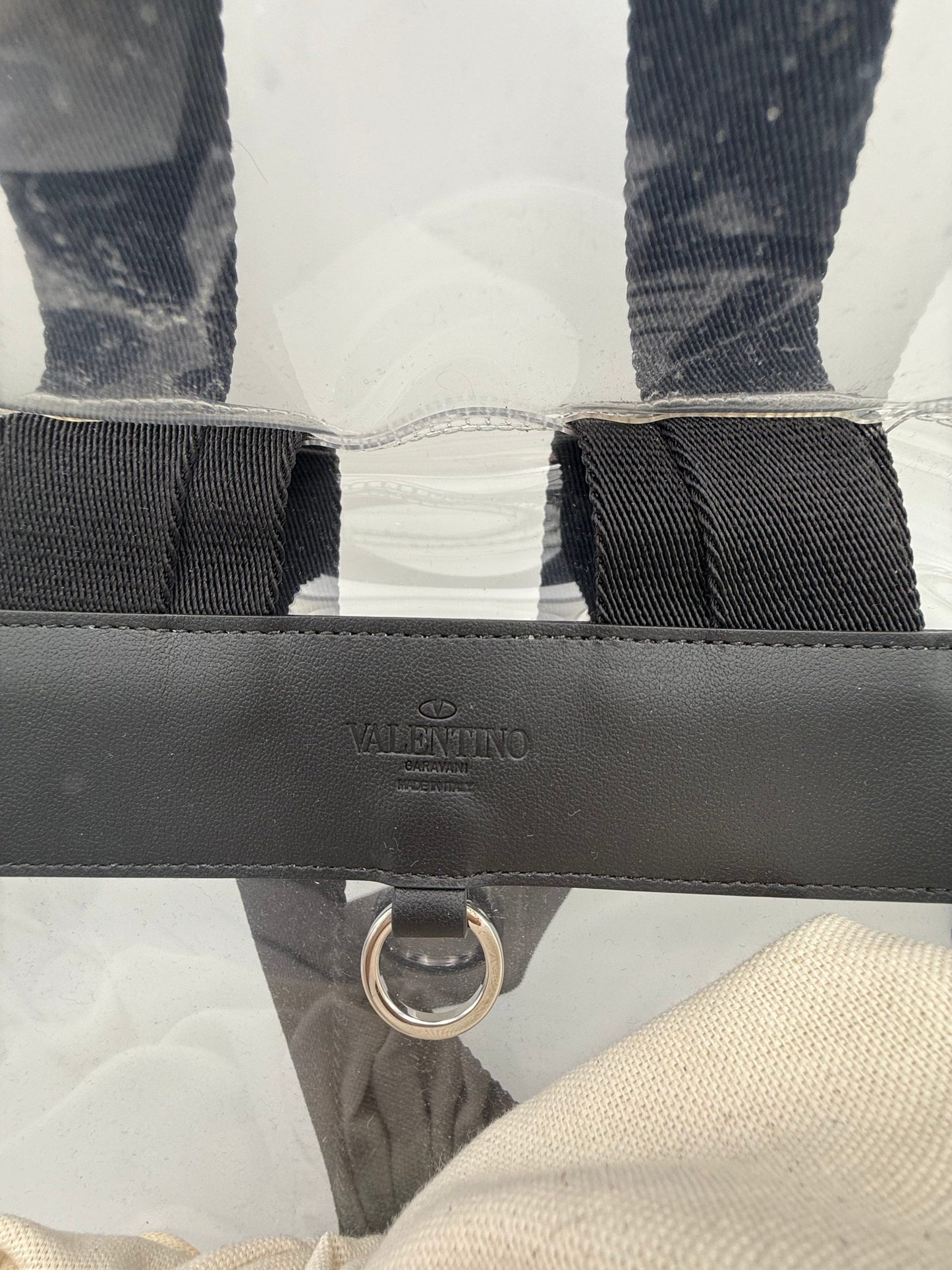 Valentino Garavani Transparent Plastic and Leather Backpack - Spacious Design