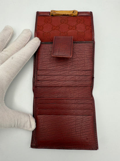 Cartera Compacta Gucci De Lona Con Estampado Gg Recurrente