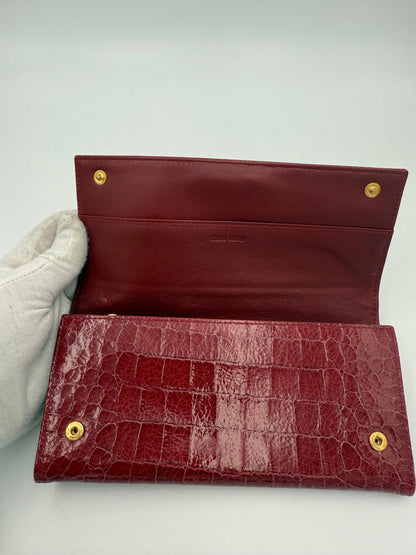 Portefeuille Miu Miu Rouge en Cuir Imprimé Croco