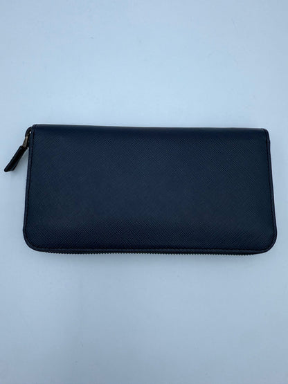 Portefeuille zippé bleu en cuir Saffiano Prada
