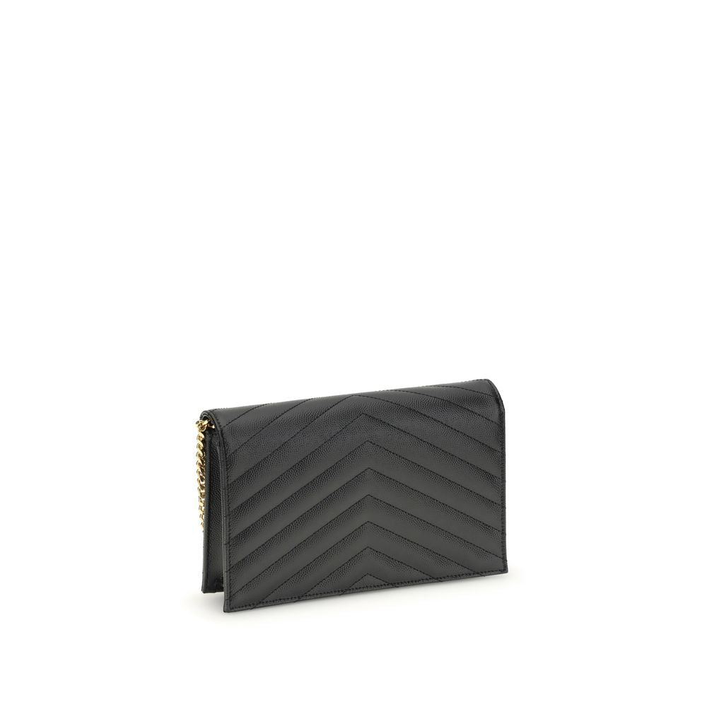 Portefeuille Saint Laurent noir en cuir de veau Bos Taurus