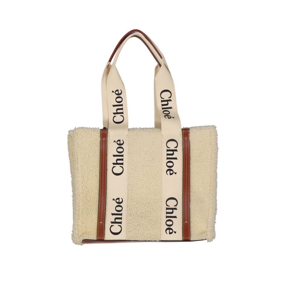 Bolso Tote Chloé En Piel Lanuda Beige Con Acabado Refinado