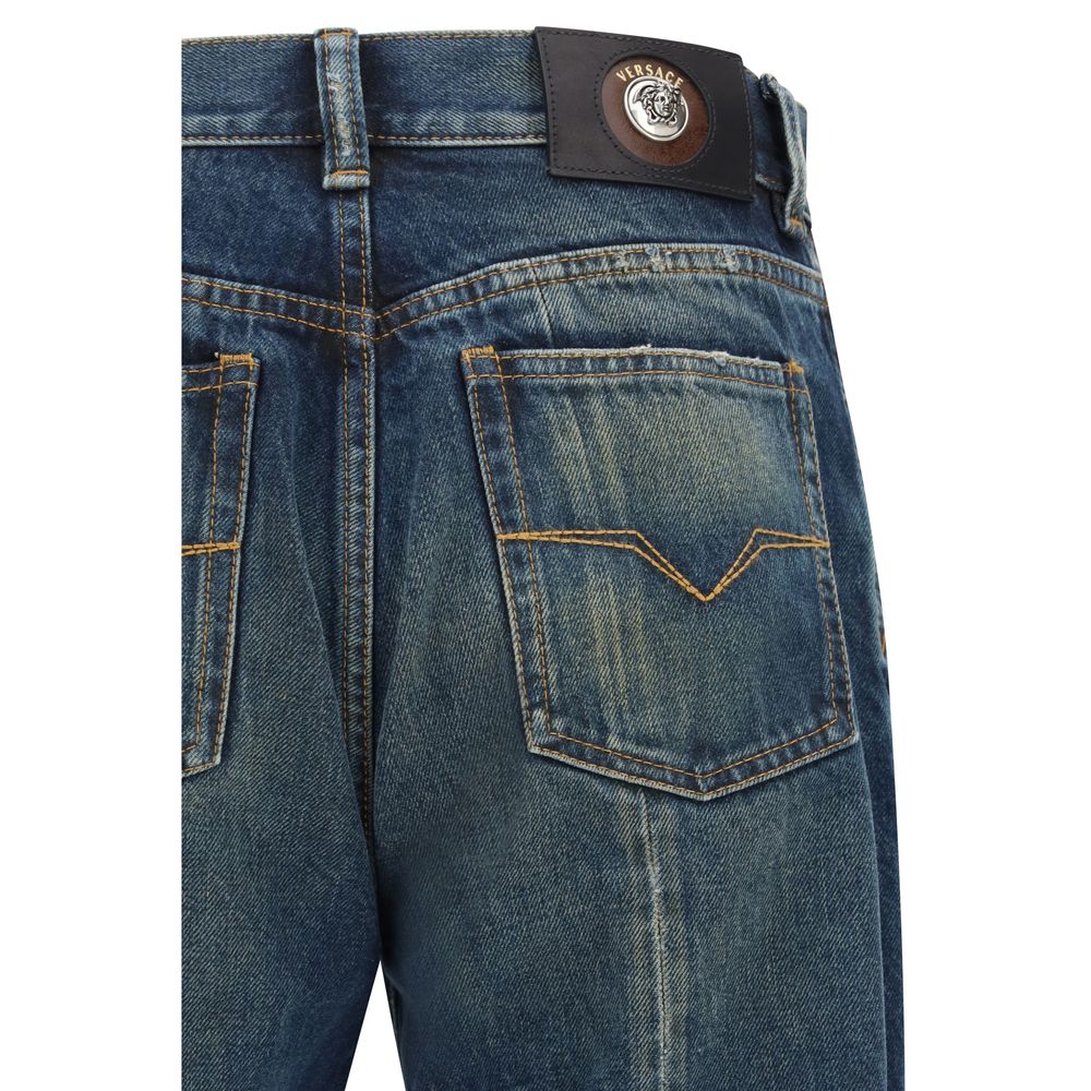 Vaqueros rectos de algodón azul Versace