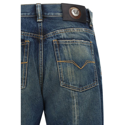 Vaqueros rectos de algodón azul Versace