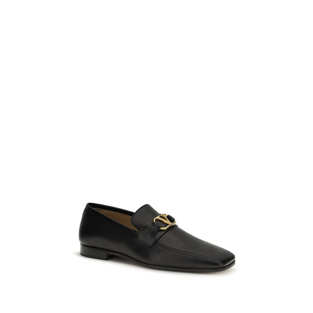 Valentino Garavani Black Goatskin Slip On Loafers