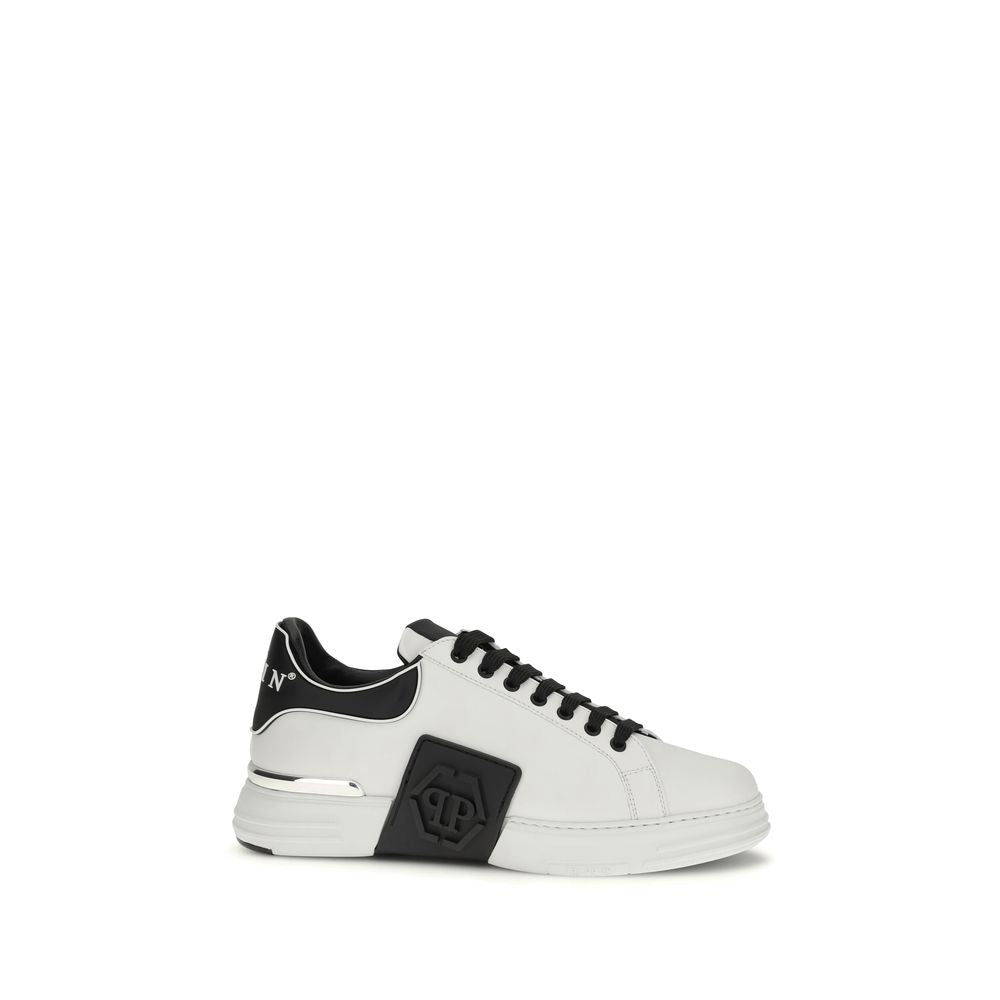 Zapatillas bajas Philipp Plein de piel de becerro blanca Bos Taurus