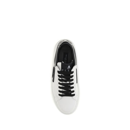 Zapatillas bajas Philipp Plein de piel de becerro blanca Bos Taurus