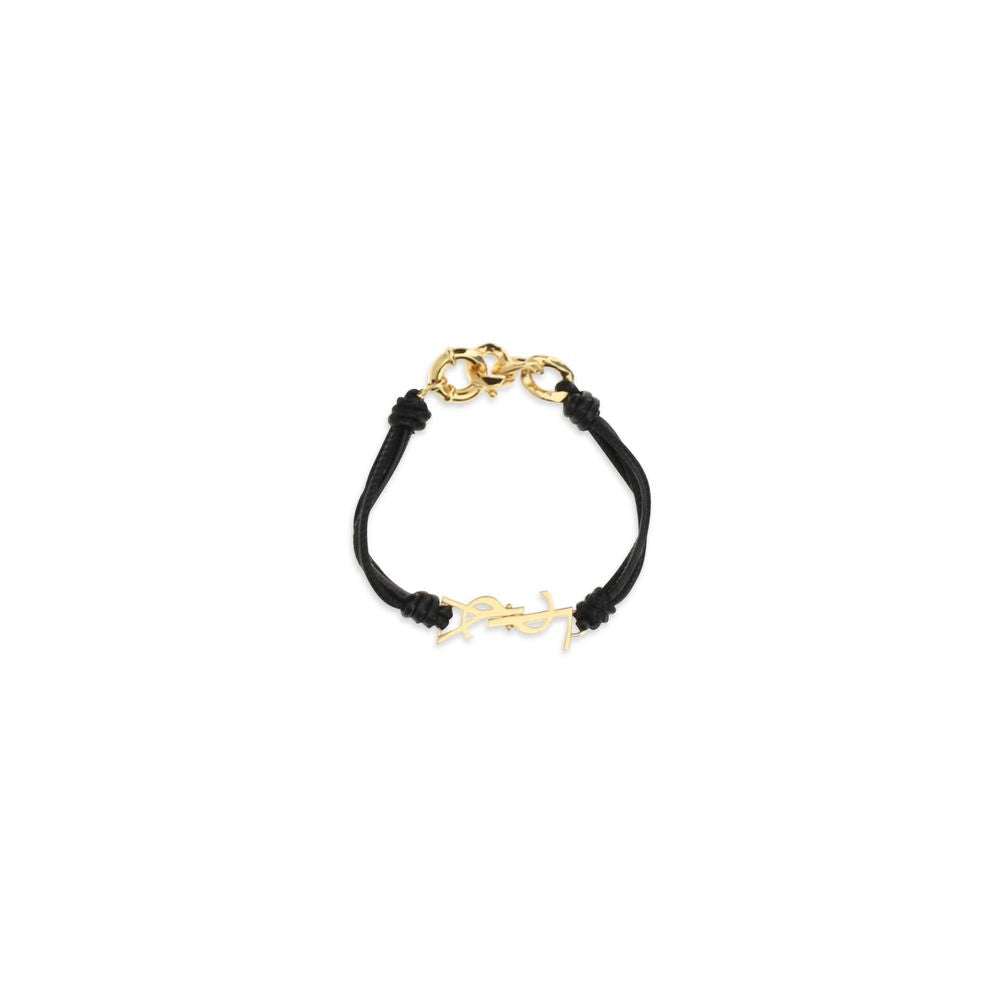 Saint Laurent Bracelet Noir En Cuir De Mouton Multitours
