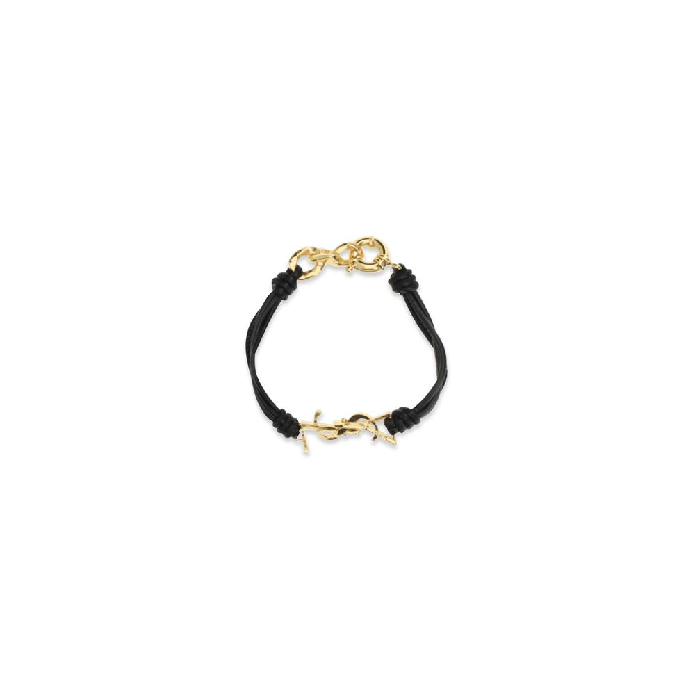 Saint Laurent Bracelet Noir En Cuir De Mouton Multitours