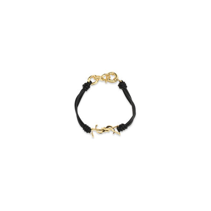Saint Laurent Bracelet Noir En Cuir De Mouton Multitours