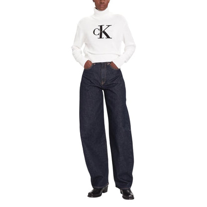 Calvin Klein Jeans White Cotton Roll Neck Jumper