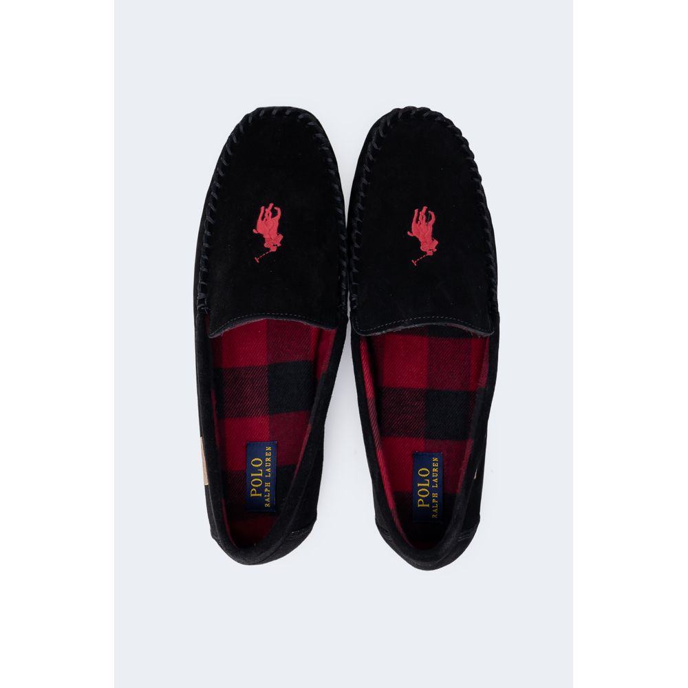 Pantuflas de piel sintética negra Ralph Lauren