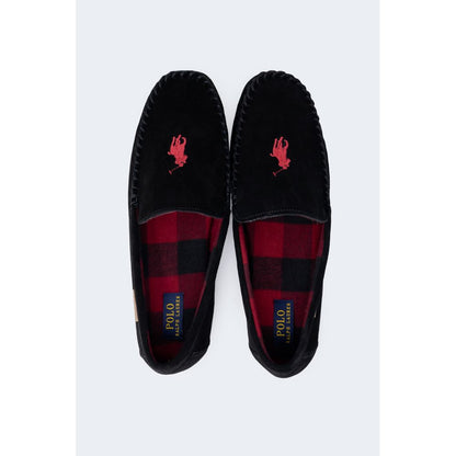 Pantuflas de piel sintética negra Ralph Lauren