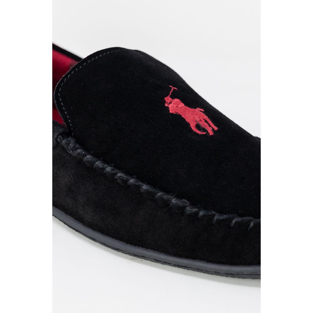 Pantuflas de piel sintética negra Ralph Lauren