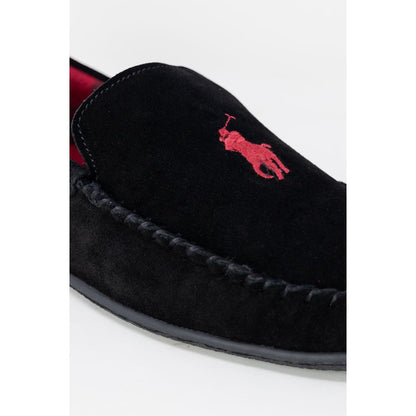 Pantuflas de piel sintética negra Ralph Lauren