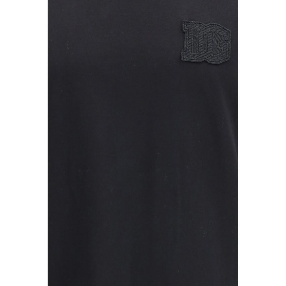 Dolce & Gabbana T-shirt Noir En Coton Coupe Décontractée Et Ajustement Régulier