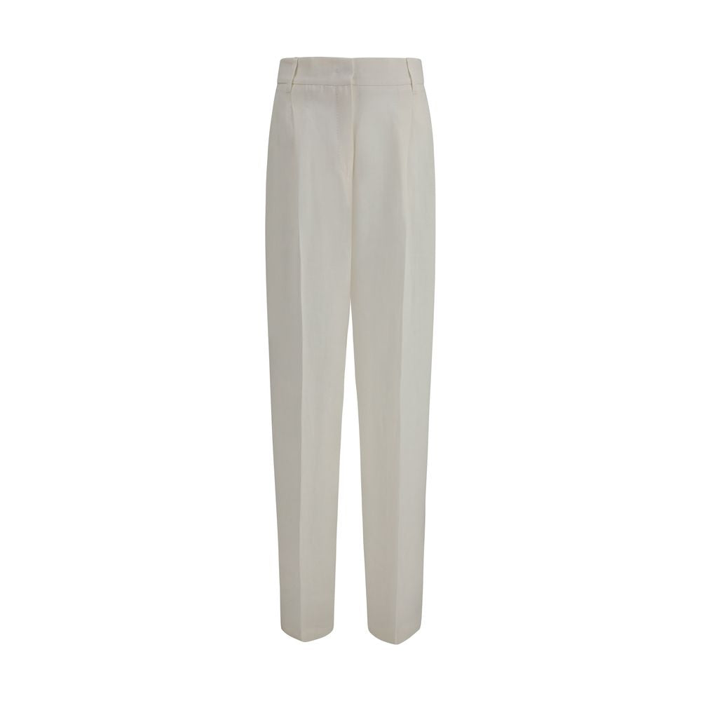 Pantalones Casuales de Lino Blanco Max Mara