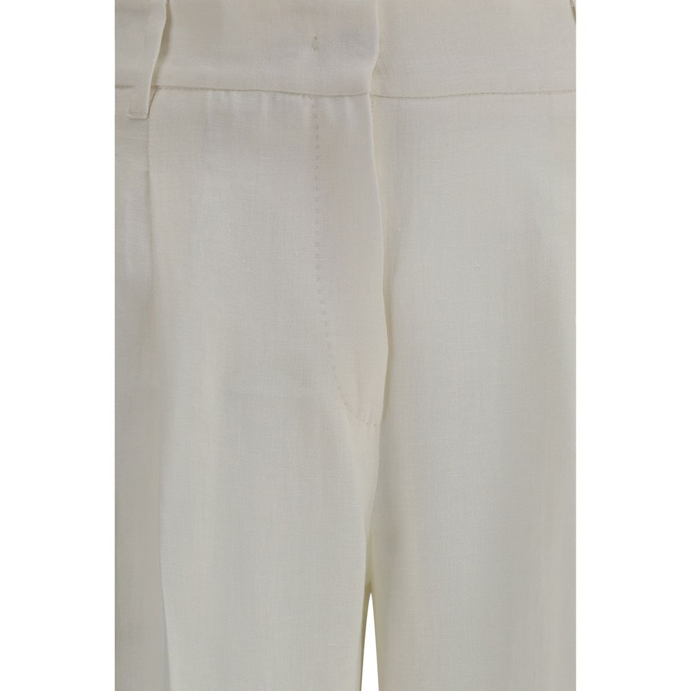 Pantalones Casuales de Lino Blanco Max Mara