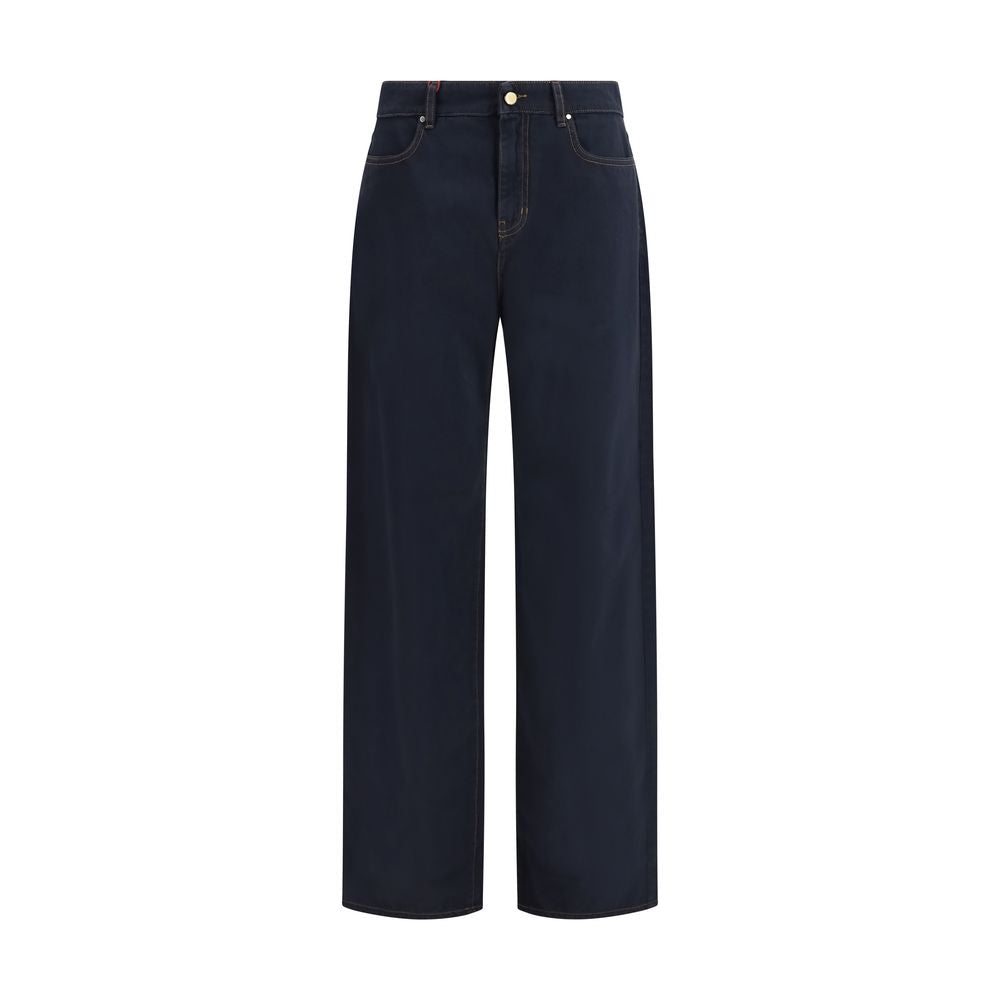 Pantalones casuales de algodón azul Max Mara