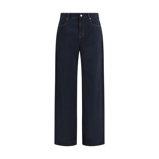 Pantalones casuales de algodón azul Max Mara