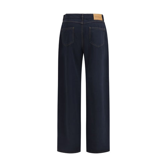 Pantalones casuales de algodón azul Max Mara