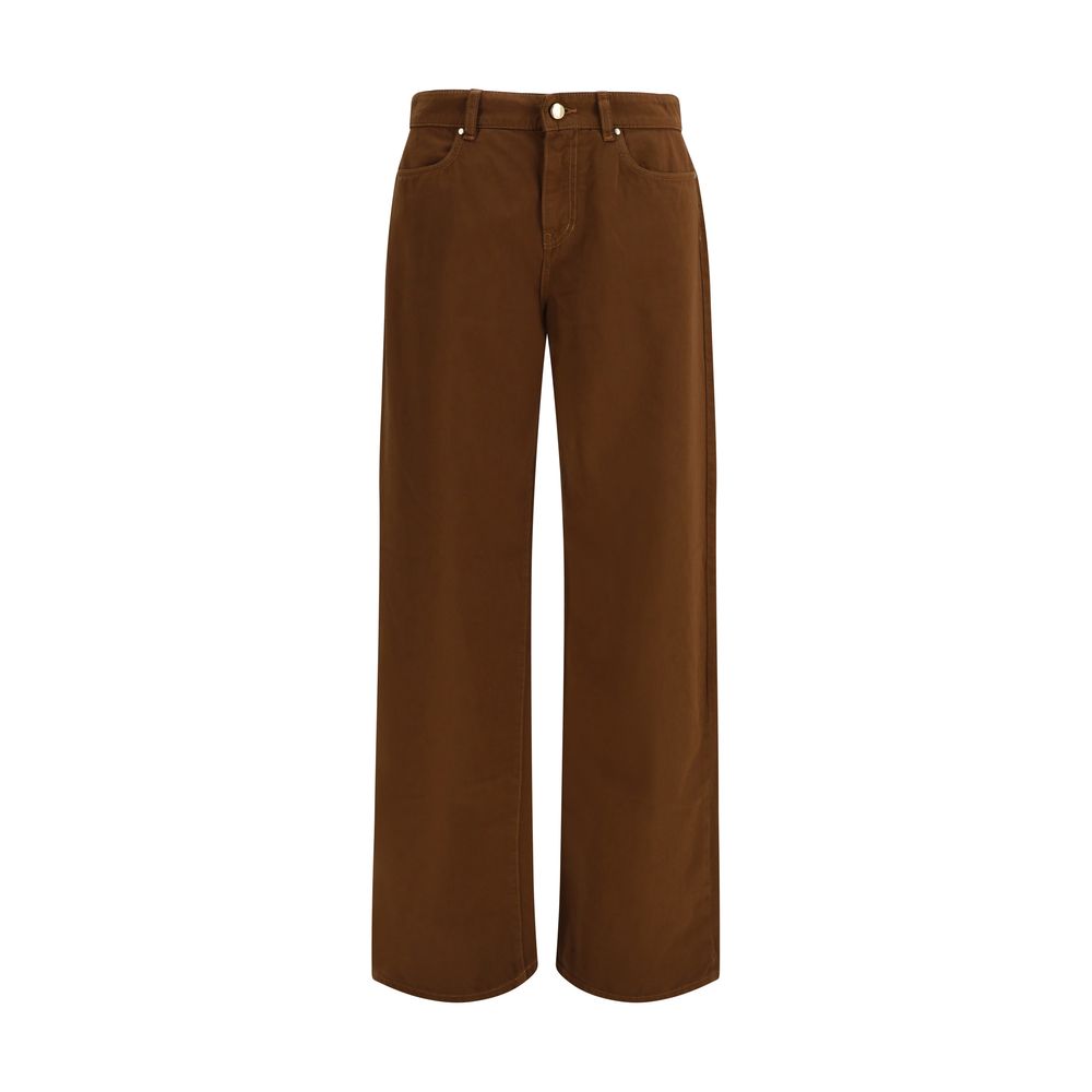 Pantalones de algodón marrones Max Mara