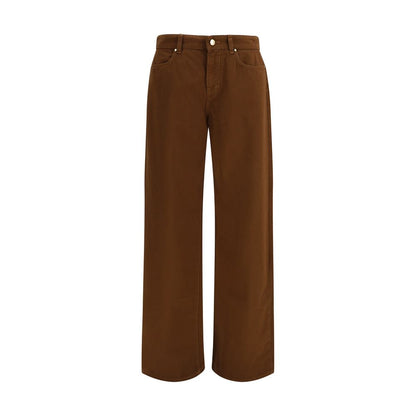 Pantalones de algodón marrones Max Mara