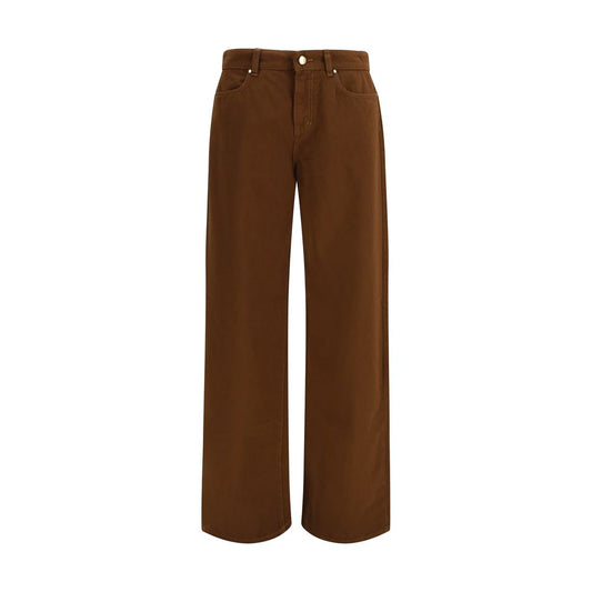 Pantalones de algodón marrones Max Mara