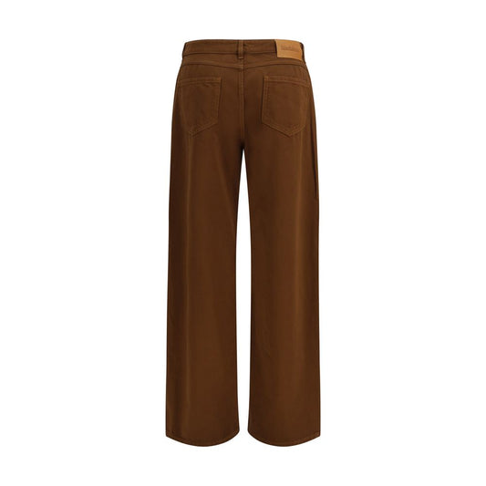 Pantalones de algodón marrones Max Mara