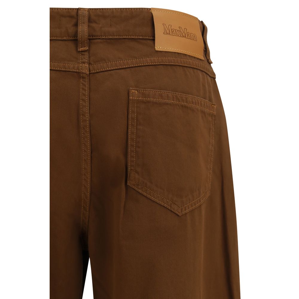 Pantalones de algodón marrones Max Mara