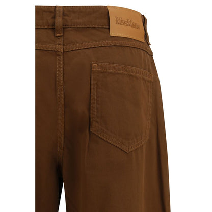 Pantalones de algodón marrones Max Mara