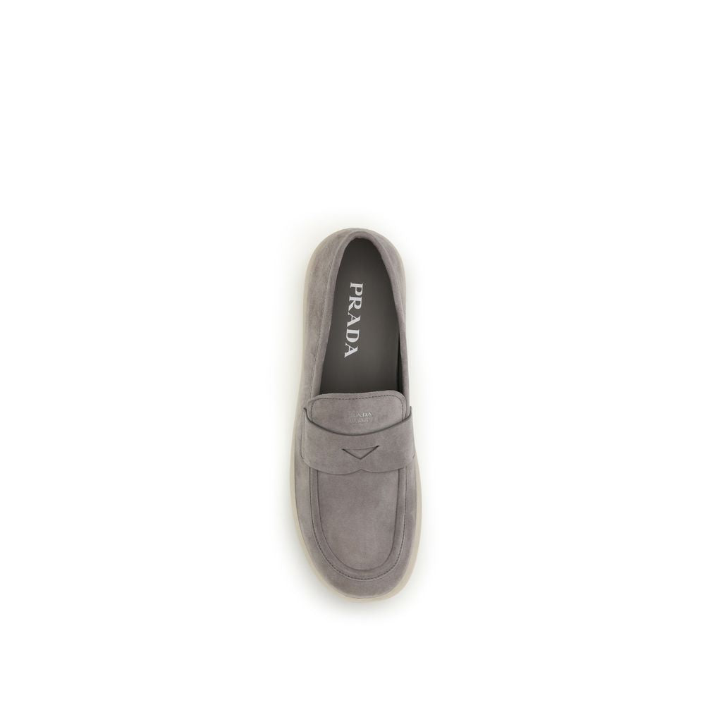 Mocasines Prada De Piel De VacunoGris Modelo Bos Taurus