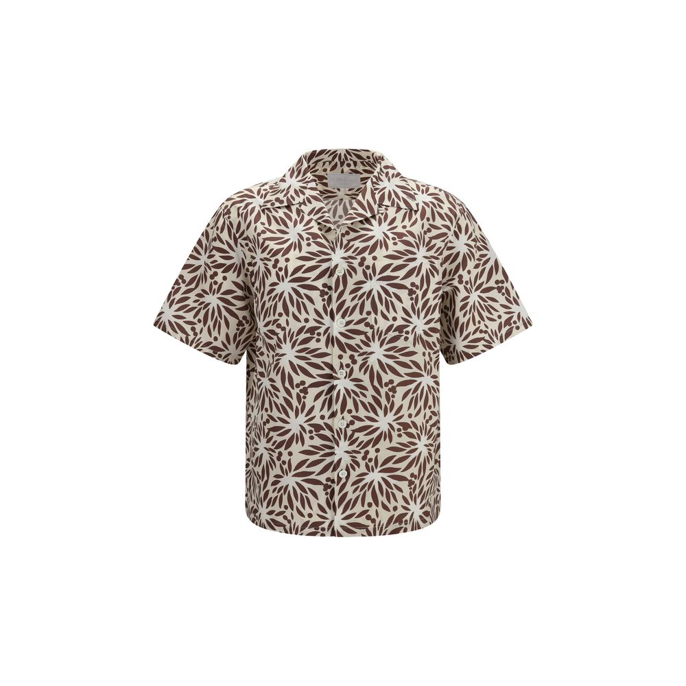 Camisa Prada de algodón marrón con estampado