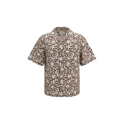 Camisa Prada de algodón marrón con estampado