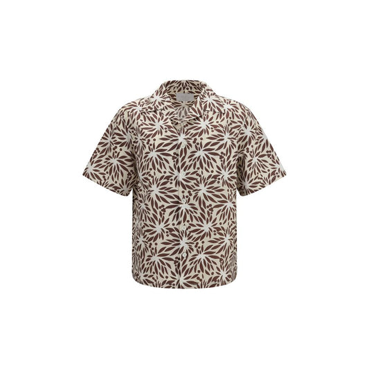 Camisa Prada de algodón marrón con estampado