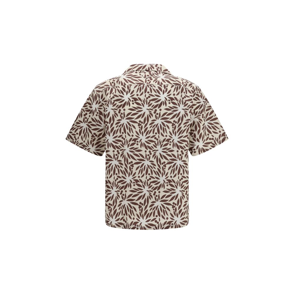 Camisa Prada de algodón marrón con estampado