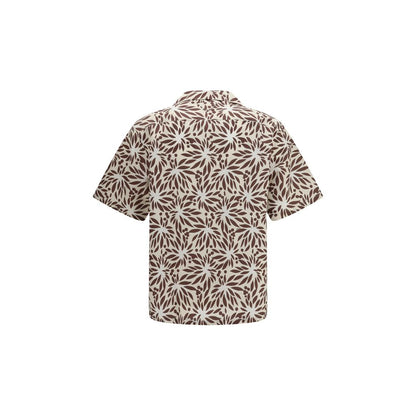 Camisa Prada de algodón marrón con estampado