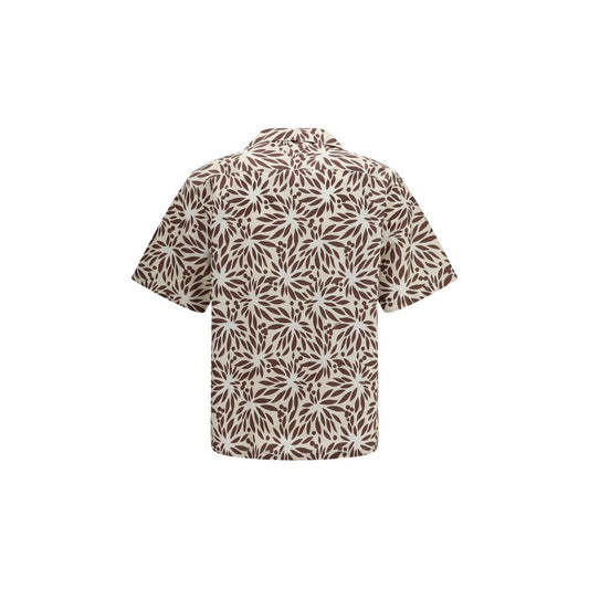 Camisa Prada de algodón marrón con estampado
