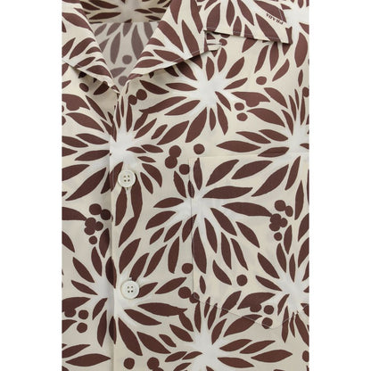 Camisa Prada de algodón marrón con estampado