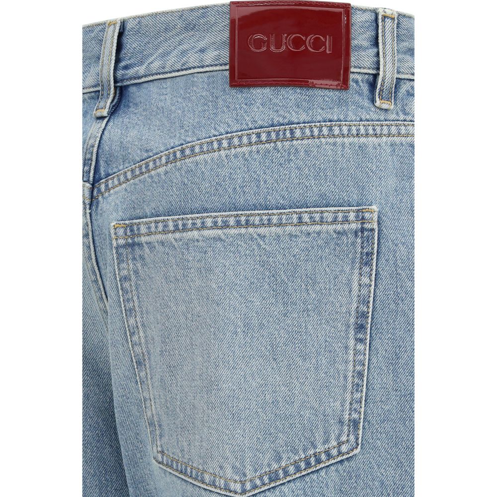Jean droit bleu en coton Gucci