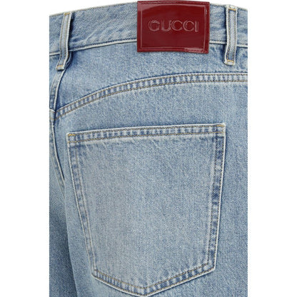 Jean droit bleu en coton Gucci