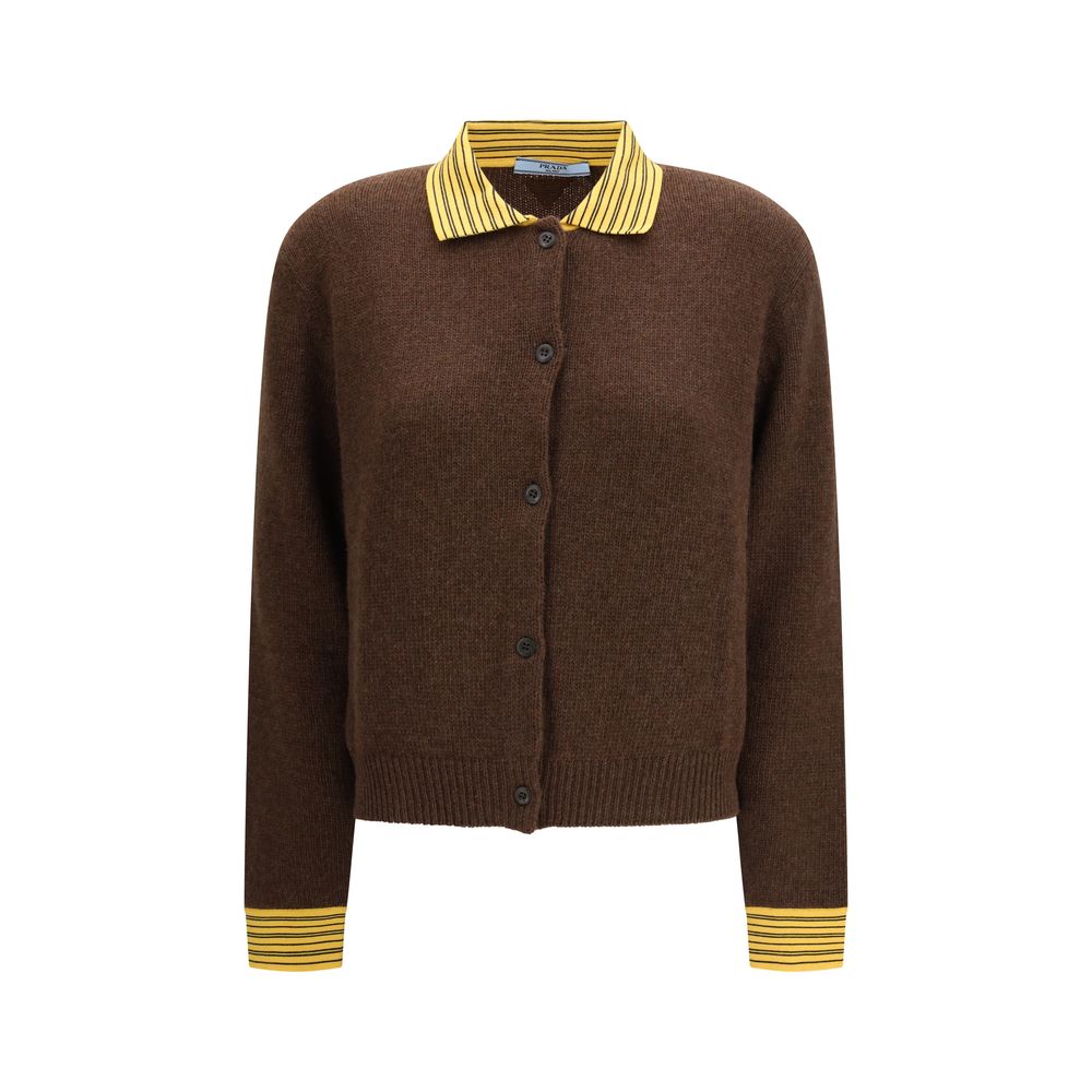 Prada Cardigan En Cachemire Marron Tricot