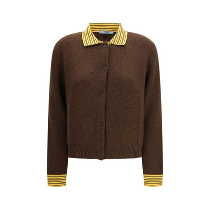 Prada Cardigan En Cachemire Marron Tricot