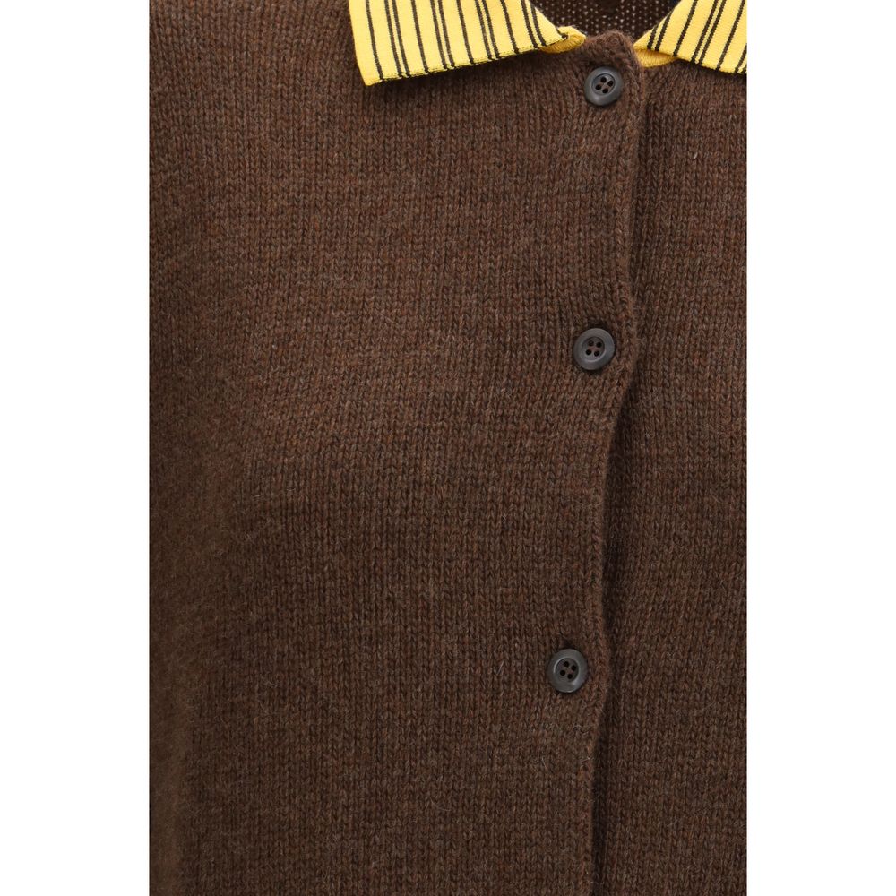 Prada Cardigan En Cachemire Marron Tricot