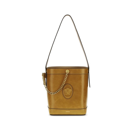 Bolso "Backet" de Piel de Becerro Marrón de Versace